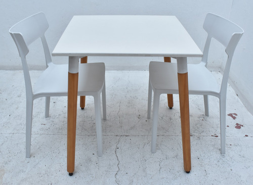 Combo Mesa Bar Eames 70 + 2 Sillas Mare - Muebles Castelar Blanco Liso