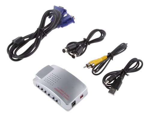 H Vga A Tv Av Compuesto Convertidor S-video Caja Para