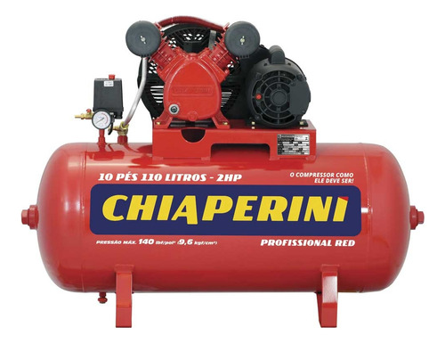 Compressor de ar elétrico Chiaperini Profissional Red 10/110 Red monofásica 110L 2hp 127V/220V vermelho
