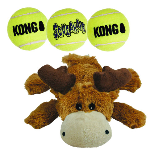 Kong Cozie Marvin The Moose Y 3 Bolas Squeakair - Juguetes .