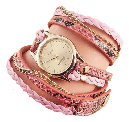 Reloj de pulsera analógico para mujer con pulsera de color rosa