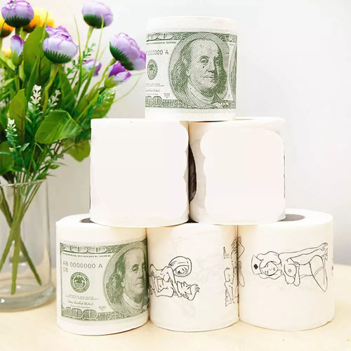 Papel Higiénico Big Value Con Estampado De Dólares, 2 Rollos