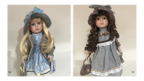 Boneca De Porcelana Importada Com 40 Cm Camponesa Anastacia