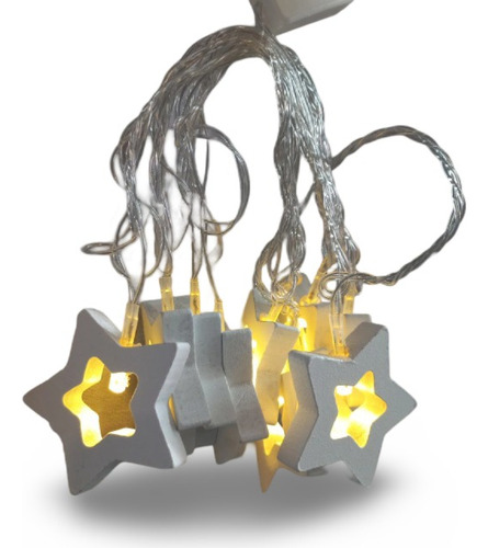 Guirnalda Luces Led Estrellas De Madera