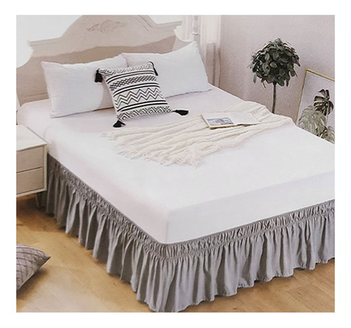 Faldon De Cama Elasticado Liso 2.0 Plazas (queen) Gris