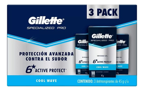 Gillette Antitranspirante En Gel Specialized Pro 3 Pzas