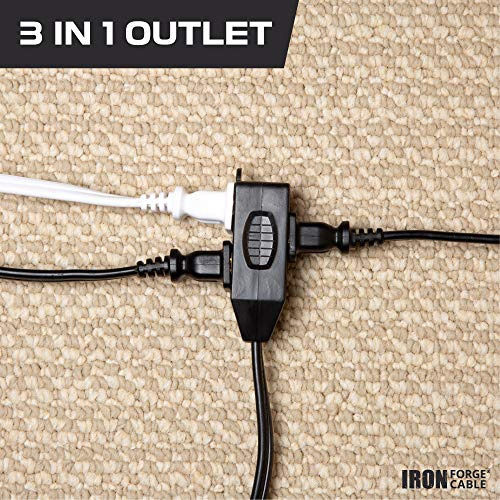 Cable De Extensión Negro De 6 Pies, Paquete De 2, 16/2, Dura