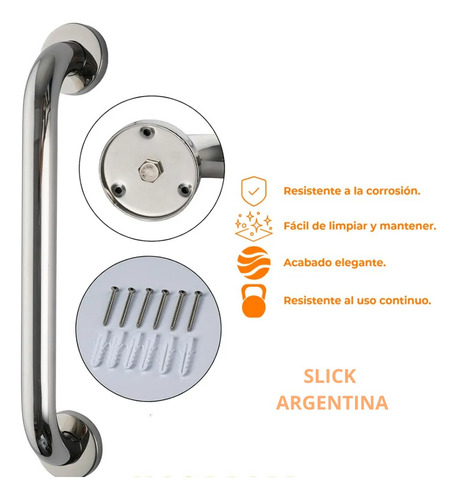 Agarradera Baño Acero Inoxidable 30 Cm Gris