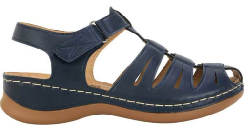 Sandalia Confort Hebillas Mujer Shosh Azul Marino