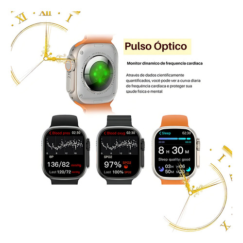 Relógio Smartwatch U9 Ultra Series 9 Geração 2024 Nfc Preto Preto