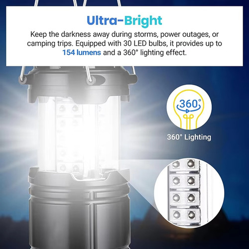 Linterna Solar Para Acampar, Luces Led Que Funcionan Con Bat