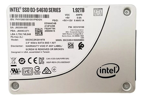 Disco Sólido Interno Intel D3-s4610 Series Ssdsc2kg019t8 1.92tb Prateado