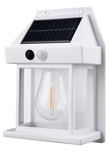 Aplique Farol Solar Con Ampolleta Calida + Sensor Movimiento