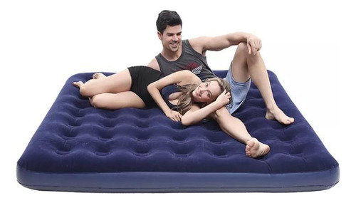 Colchão Inflável Casal Dura Camping Elevado Queen Colchonete