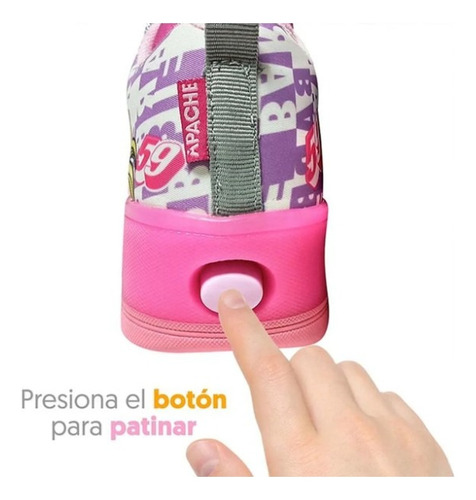 Tenis Patines Barbie Con Luz Led Talla 23 23 2.6 Cm Rosa