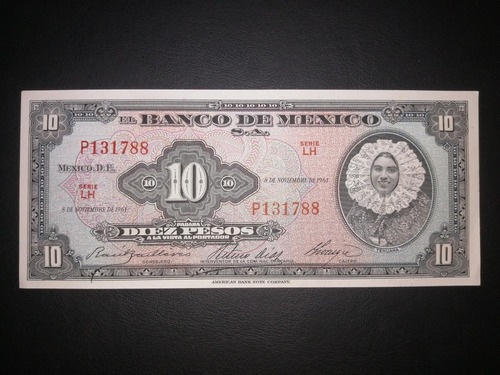 1 Billete 10 Pesos Tehuana, En Buen Estado, 1961