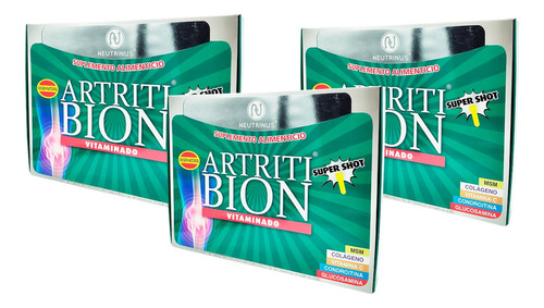 Kit 3 Suplemento Alimenticio Ingerible Artritibion Artritis Sabor Sin Sabor