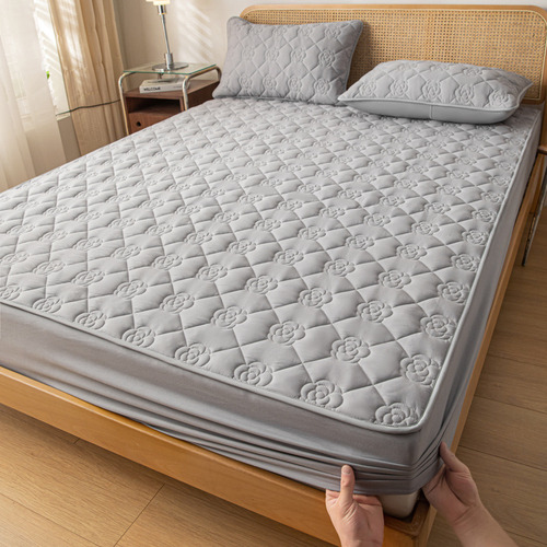 Juego De Colchas Impermeable Gris Claro Flor 90200