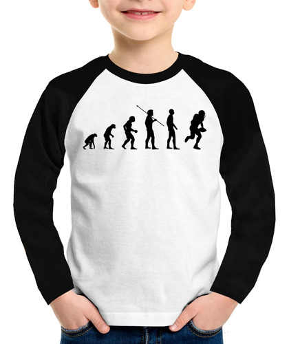 Camiseta Raglan Infantil Futebol Americano Evolução Rugby Ma
