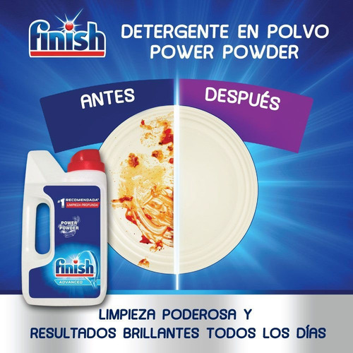 Imagen 5 de 6 de Combo Finish Detergente En Polvo 1 Kg Repuesto Economico X8