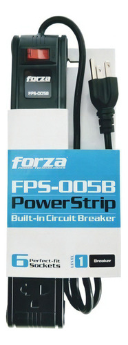 Supresor De Picos Forza Fps-005b 6 Tomas Color Negro