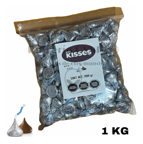 1 Kilo Chocolates Kisses De Hershey's Plateado Clásico.