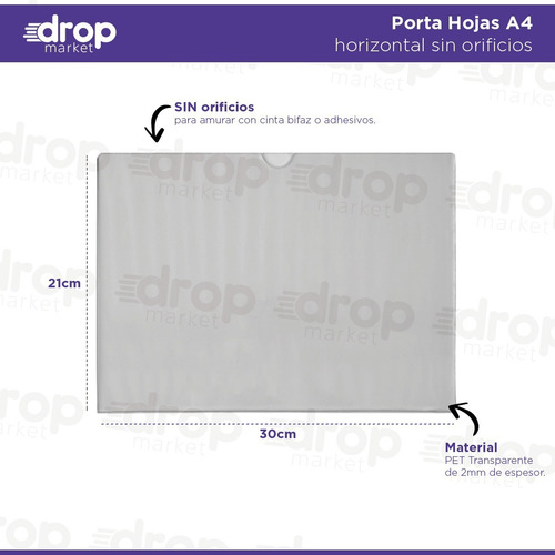 Imagen 2 de 10 de Porta Hojas A4 Sobre Pared | Pet Tipo Acrílico | X 50 U.