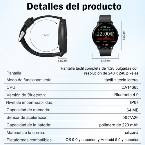 Smartwatch Reloj Deportivo Supercenter Zl02d De Silicona