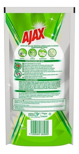 3 Pzas Limpiador De Cocina Ajax Máxima Eliminación De Grasa