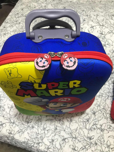 Kit Escolar 3 En 1 Maleta Con Ruedas Niño Super Mario Bros