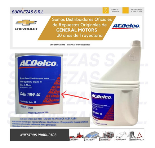 Kit Filtros + Aceite Acdelco Semisint 10w40 Chevrolet Celta