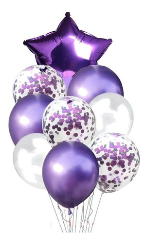 Bouquet De 9 Globos Estrella Violeta