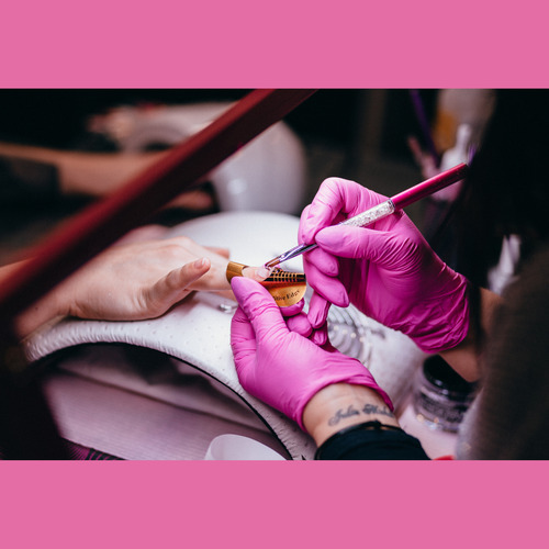 Luva Nitrilica Descartável Uso Geral Profissional Rosa Pink Tamanho G
