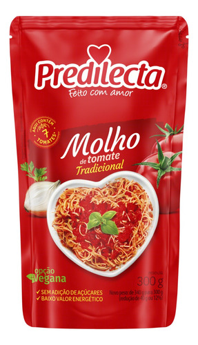 Molho de Tomate Tradicional Predilecta sem glúten em sachê 300 g