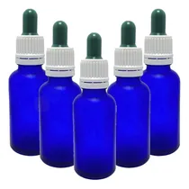 Comprar Frasco 30cc Vidrio Gotero 30ml Azul Esmerilado X10 Tapa Inc