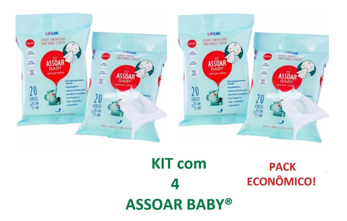 Assoar Baby Lenços Umedecidos Com Solução Salina - 4 Pacotes