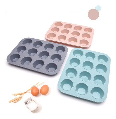Molde De Silicona Antiadherente Para Cupcakes De 12 Agujeros