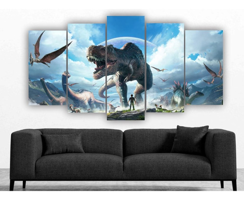 Set De 5 Cuadros Decorativos Canvas Dinosaurio 1