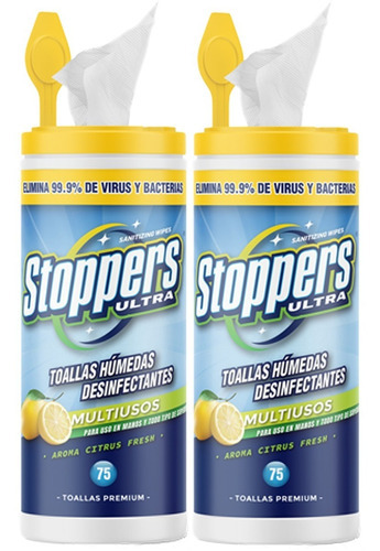 2-pack Stoppers Toallitas Desinfectantes Multiusos (150u)