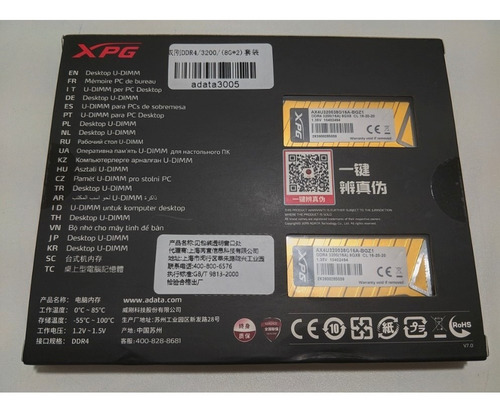 Imagem 3 de 3 de Memória Ram Ddr4 16gb 2x8 Adata Xpg Z1 3200mhz Cl16