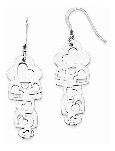 Aretes Anzuelo - Plata De Ley 925 Pulido Corazones De Amor R