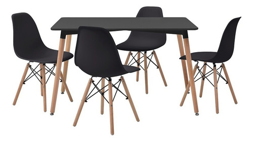Mesa De Comedor Rectangular Con 4 Sillas Skiptvet Negro Këss