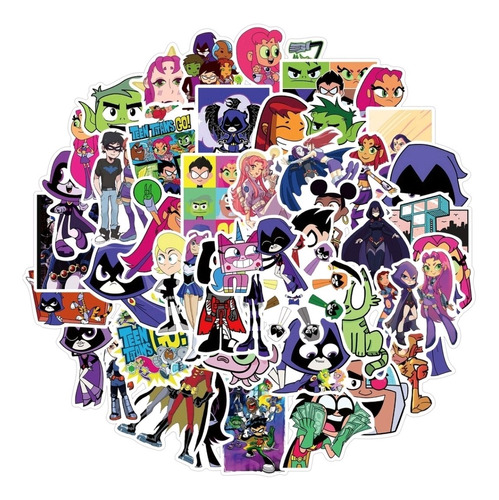 Set 50 Stickers Pegatinas De Titanes Go 4-7 Cm Nuevos 