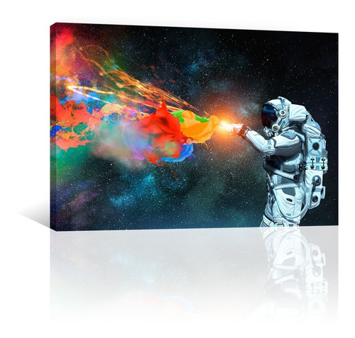 Cuadro Decorativo Canvas Espacio Astronauta De Colores