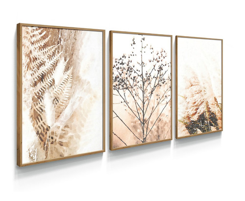 Quadro Decorativo Botânico Folhagem Folha Marrom Sala Quarto