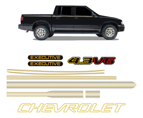 Kit Faixas S10 Executive 1999/2000 Cd Chevrolet Dourado