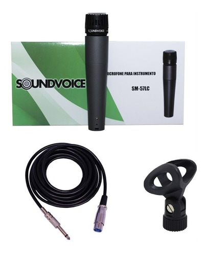 Microfone Sm-57lc P/ Amplificador Bateria Soundvoice + Luva