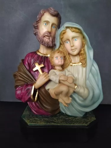 Imagem De Sagrada Familia 20cm Busto Em Resina Cor Pintura a mão