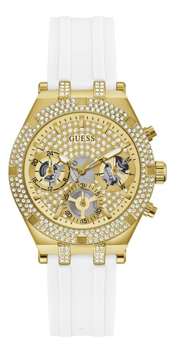 Reloj Mujer Guess Gw0407l2 Cuarzo Pulso Blanco En Silicona