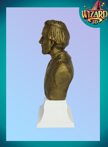 Busto Juan B. Alberdi - Pintado - Imp 3d Pedestal Blanco